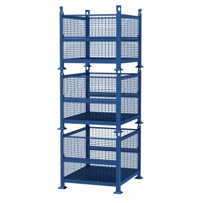 Premier Rigid Double Gate Wire Mesh Steel Container Stacked
