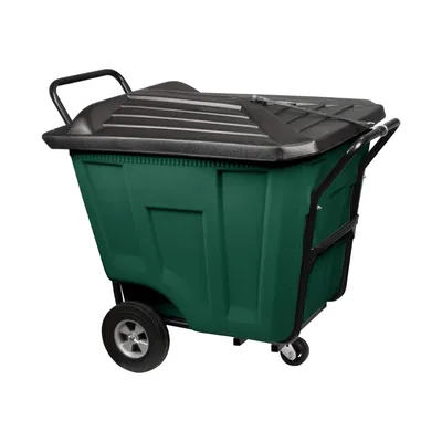 Heavy-Duty 90 Gallon Akro-Cart w/Lid 76591GREEN, 30.5"x47"x39.5"