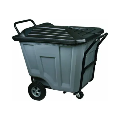 Heavy-Duty 90 Gallon Akro-Cart w/Lid 76591GREY, 30.5"x47"x39.5"