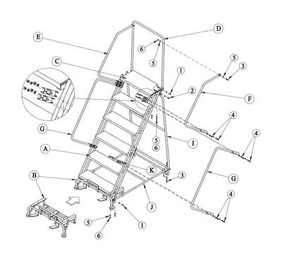 Ballymore 062414 M-2000 rolling ladder shown from an alternate angle