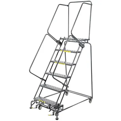 Ballymore 063214 M-2000 Series 6-Step Gray Steel Rolling Safety Ladder