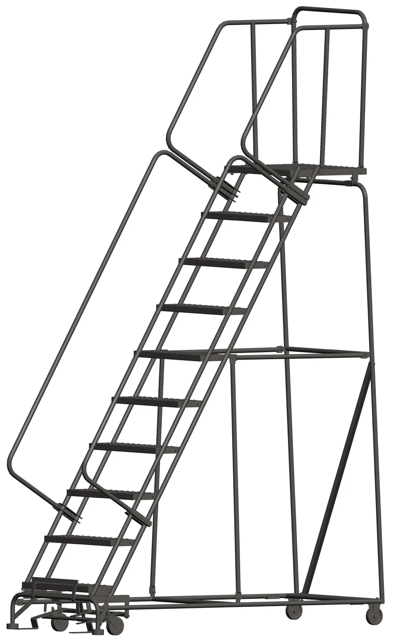 Ballymore 10-Step Rolling Ladder, 32" base, 21" top step
