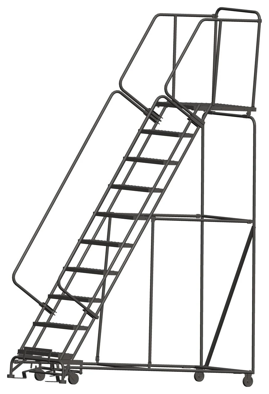 Ballymore 10-Step Rolling Ladder, 32" base, 28" top step