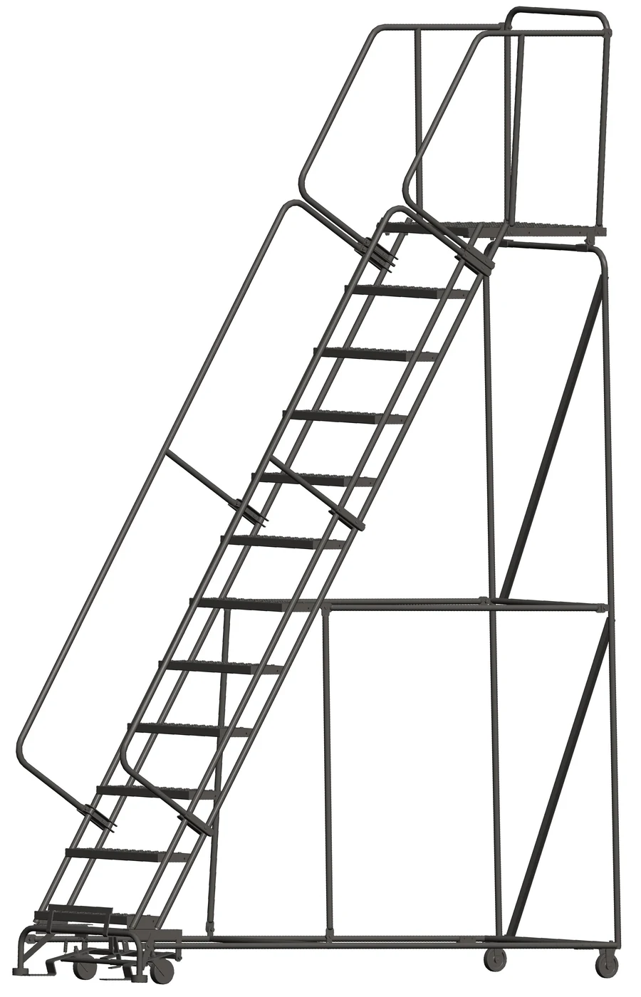 Ballymore 12-Step Rolling Ladder, 32" base, 28" top step