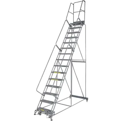 Ballymore 154014 M-2000 Series 15-Step Gray Steel Rolling Safety Ladder