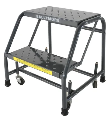 Ballymore Spring-Loaded Caster 2-Step Rolling Ladder, 20" base, 10" top step, no handrails