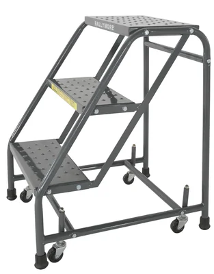 Ballymore Spring-Loaded Caster 3-Step Rolling Ladder, 20" base, 10" top step, no handrails
