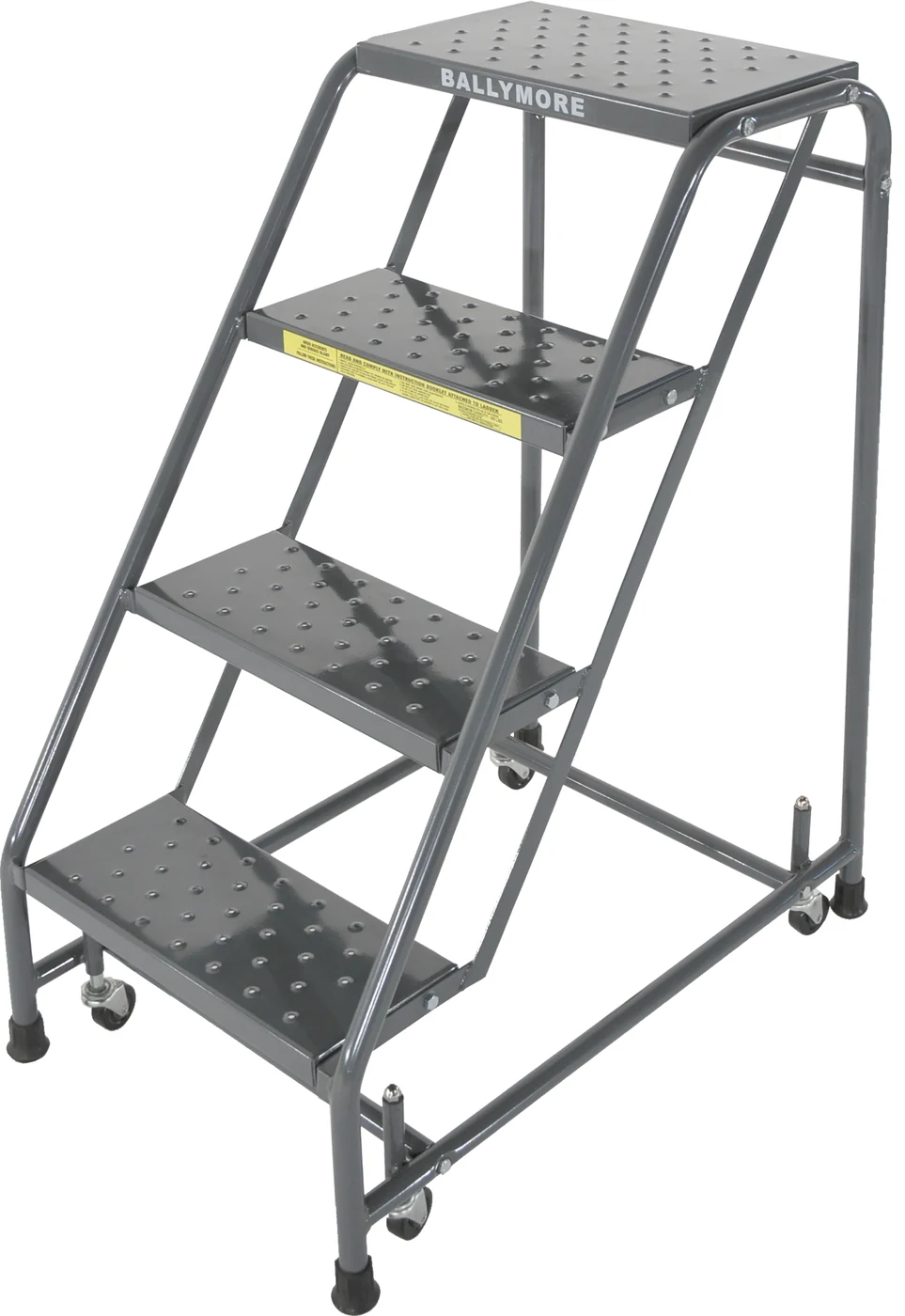 Ballymore Spring-Loaded Caster 4-Step Rolling Ladder, 20" base, 10" top step, no handrails