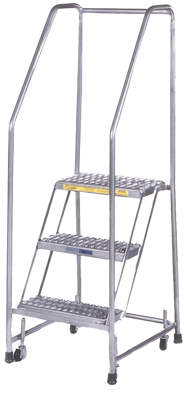 Ballymore 2-Step Aluminum Rolling Ladder, 20" base, 10" top step, with handrails
