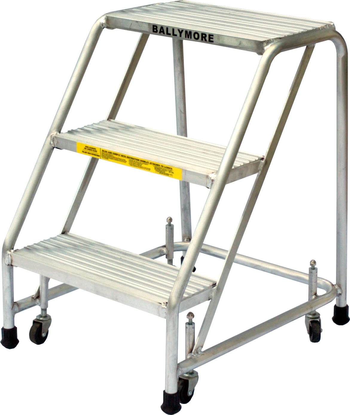 Ballymore 4-Step Aluminum Rolling Ladder, 30" base, 10" top step, no handrails
