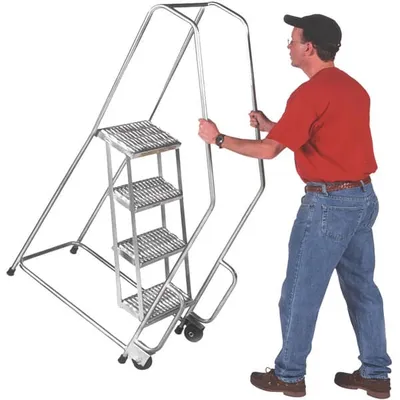 Ballymore A4SH-TR Tilt and Roll 4-Step Aluminum Rolling Safety Ladder