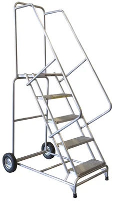 Ballymore 5-Step Aluminum Rolling Ladder, 30" base, 14" top step