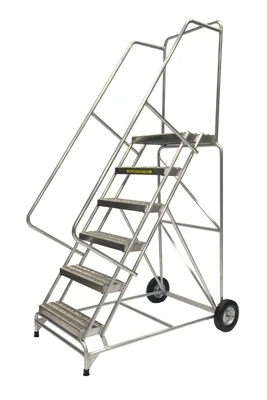 Ballymore 6-Step Aluminum Rolling Ladder, 30" base, 14" top step