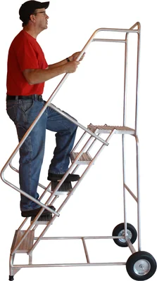 Ballymore 7-Step Aluminum Rolling Ladder, 36" base, 14" top step — view 3