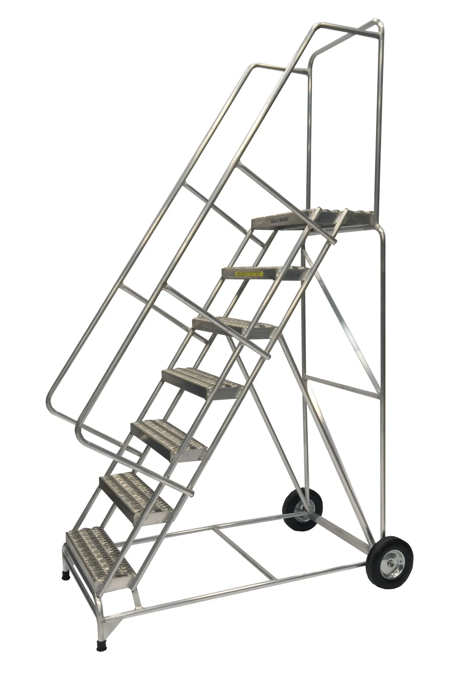 Ballymore 7-Step Aluminum Rolling Ladder, 36" base, 14" top step