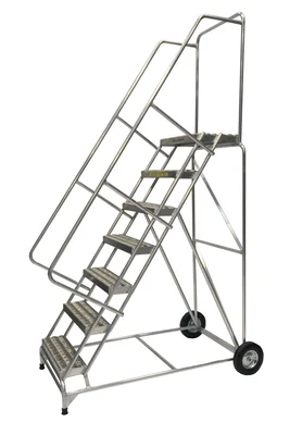 Ballymore 7-Step Aluminum Rolling Ladder, 30" base, 14" top step