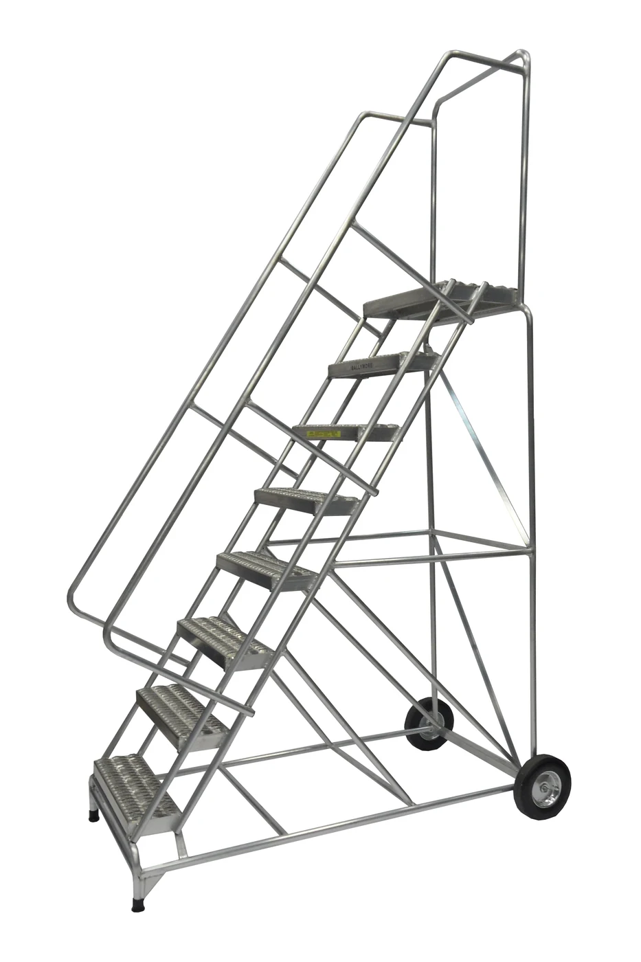 Ballymore 8-Step Aluminum Rolling Ladder, 36" base, 14" top step