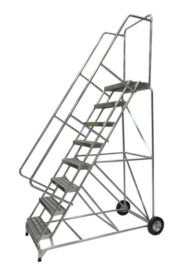 Ballymore 8-Step Aluminum Rolling Ladder, 30" base, 14" top step