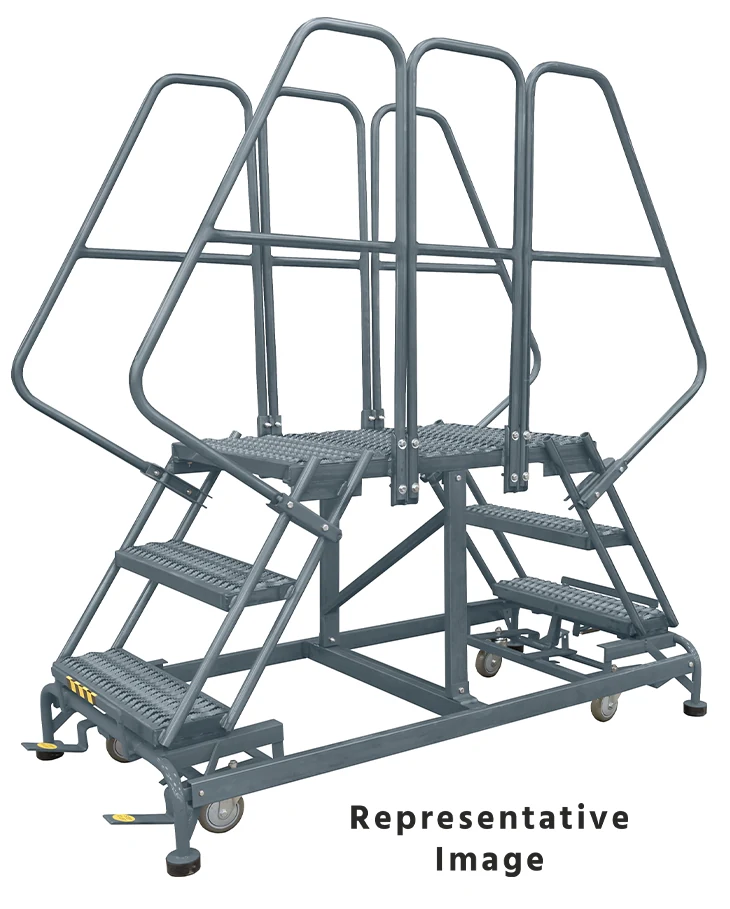 Ballymore 4-Step Double Entry Work Platform, 48" deep platform, 33" base, with handrails, serrated tread