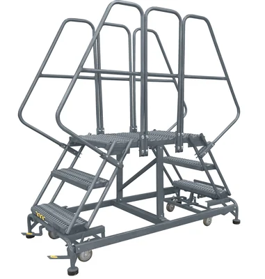 Ballymore 4-Step Double Entry Work Platform, 72" deep platform, 33" base, with handrails, serrated tread