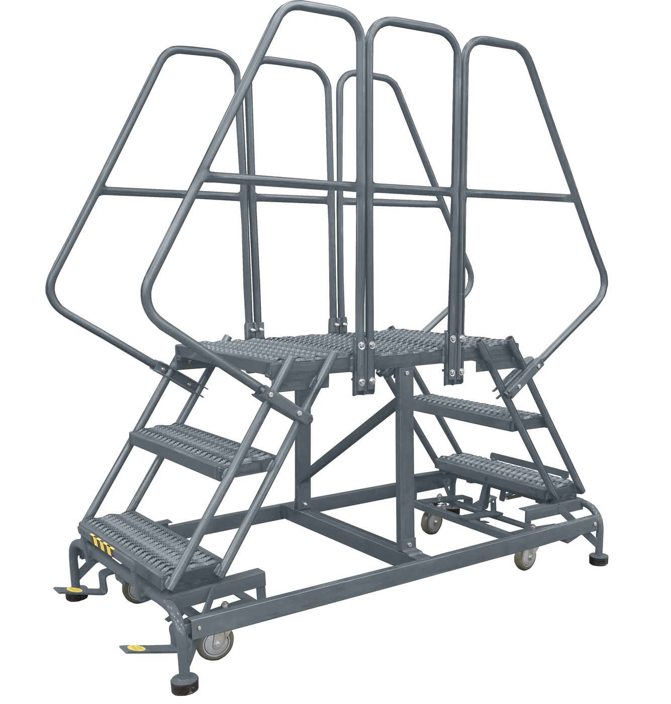 Ballymore 4-Step Double Entry Work Platform, 60" deep platform, 38" base, with handrails, serrated tread
