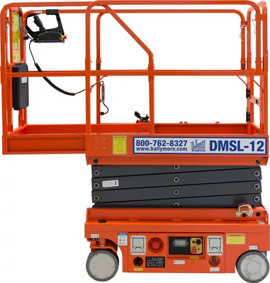 Ballymore Scissor Lift, drivable, 12 ft platform height, 22" long platform, 500 lb capacity