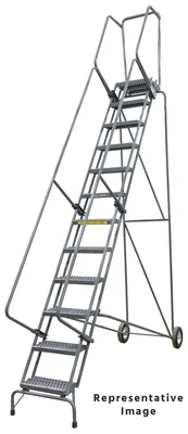 Ballymore Fold-N-Store 10-Step Rolling Ladder, 30" base, 14" top step