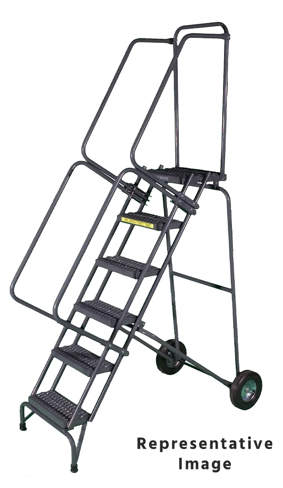 Ballymore Fold-N-Store 5-Step Rolling Ladder, 30" base, 14" top step