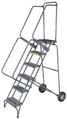 Ballymore Fold-N-Store 6-Step Rolling Ladder, 30" base, 14" top step