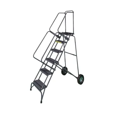 Ballymore FAWL-6 Fold and Store 6-Step Gray Steel Folding Rolling Safety Ladder