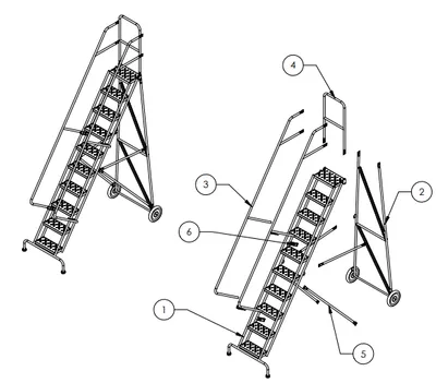 Ballymore FAWL-7 rolling ladder shown from an alternate angle