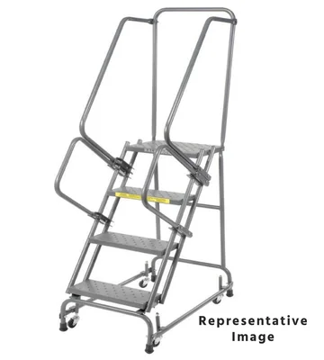 Ballymore Spring-Loaded Caster 4-Step Rolling Ladder, 20" base, 21" top step