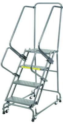 Ballymore Spring-Loaded Caster 4-Step Rolling Ladder, 20" base, 14" top step