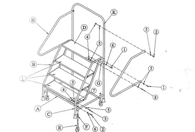Ballymore FSH426 rolling ladder shown from an alternate angle