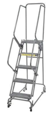 Ballymore Spring-Loaded Caster 5-Step Rolling Ladder, 20" base, 14" top step