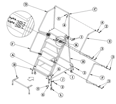 Ballymore FSH526 rolling ladder shown from an alternate angle