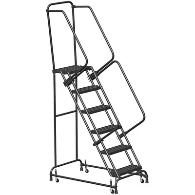 Ballymore FSH618 6-Step Rolling Ladder with Handrail and Spring Loaded Casters