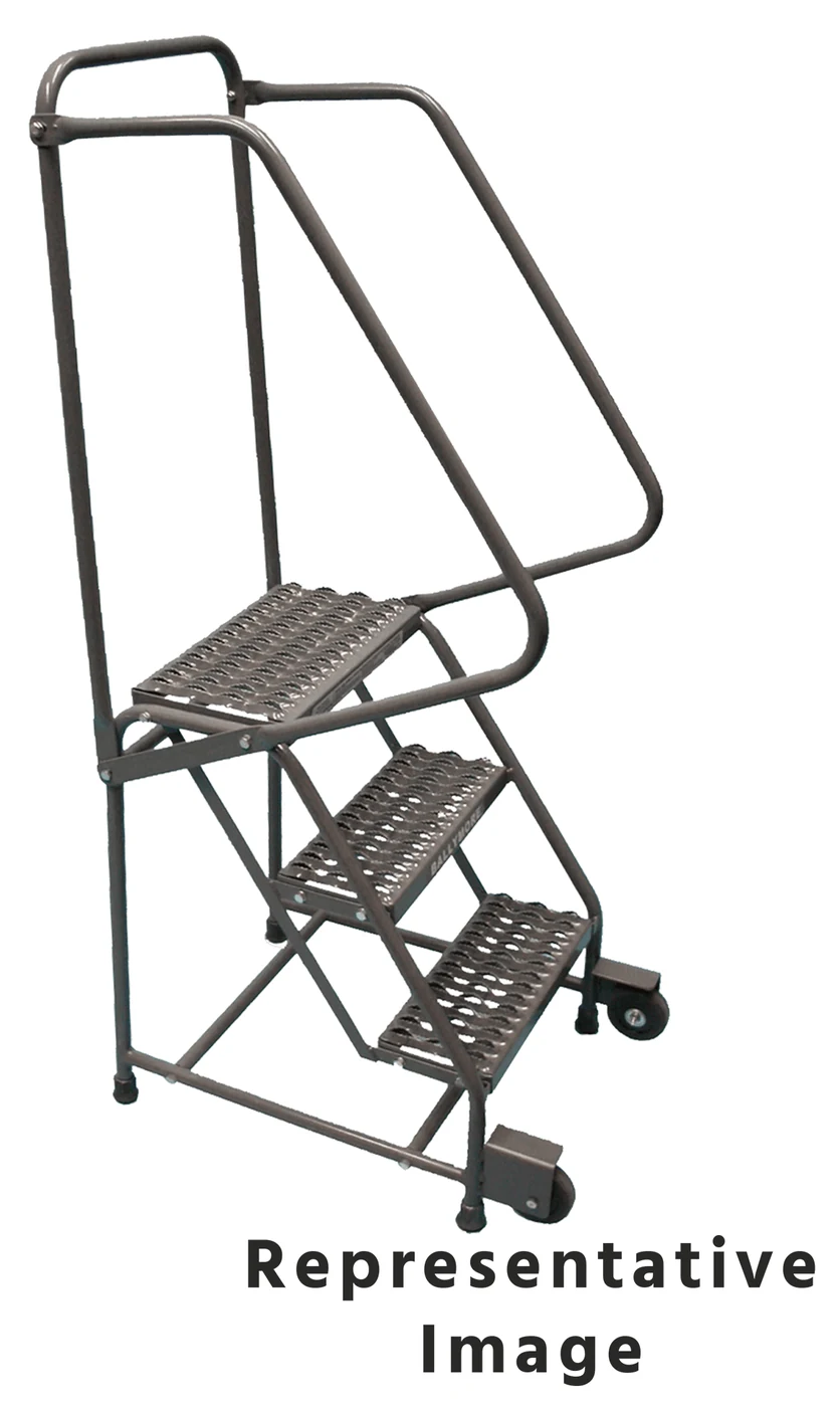 Ballymore Tilt & Roll 2-Step Rolling Ladder, 20" base, 10" top step, perforated tread, factory setup