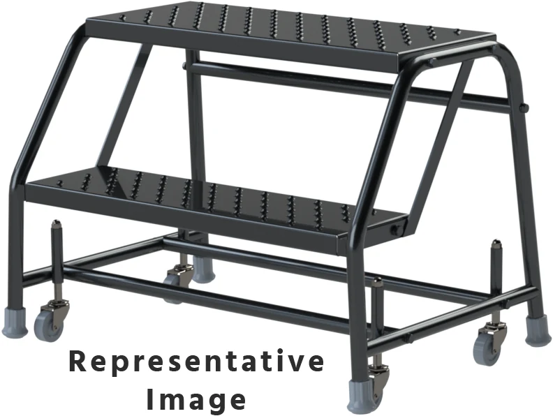 Ballymore Spring-Loaded Caster 2-Step Rolling Ladder, 30" base, 28" top step