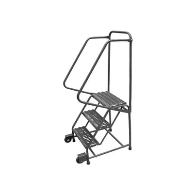 Ballymore H226TR Tilt and Roll 2-Step Gray Steel Rolling Safety Ladder with Handrail