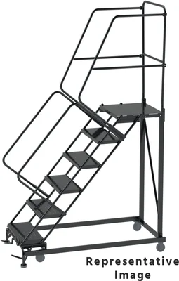 Ballymore Heavy-Duty 50° Stairway Slope 10-Step Rolling Ladder, 32" base