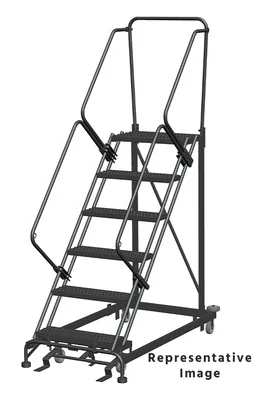 Ballymore Heavy-Duty 50° Stairway Slope 6-Step Rolling Ladder, 28" top step
