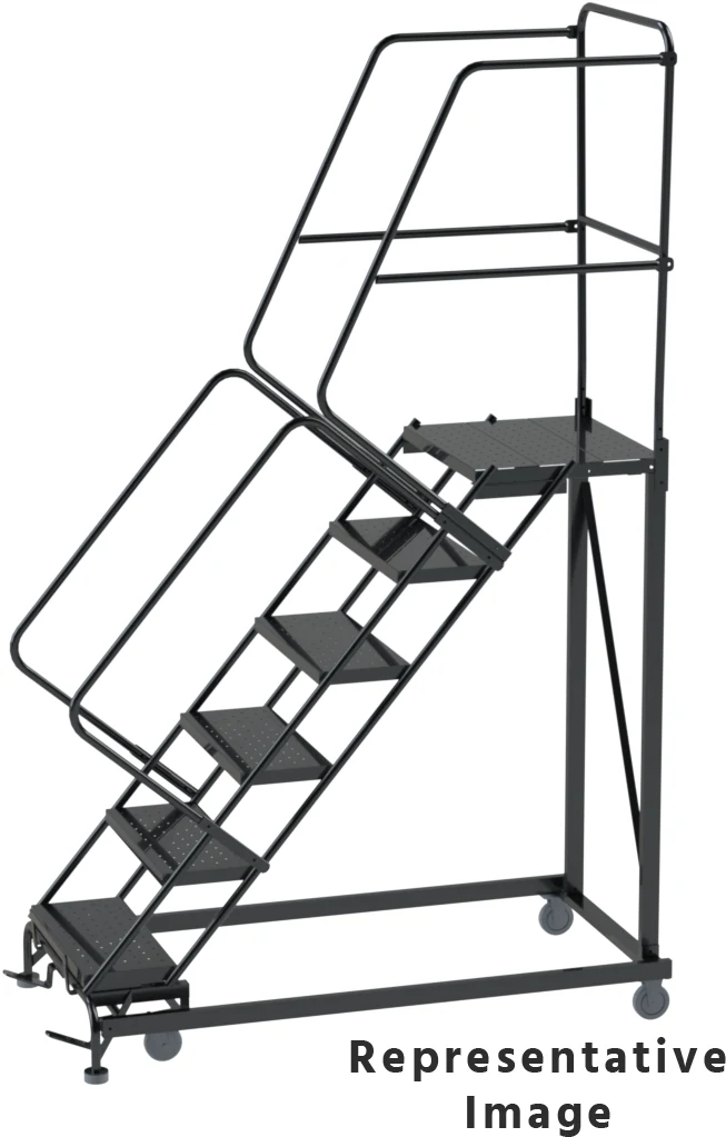 Ballymore Heavy-Duty 50° Stairway Slope 7-Step Rolling Ladder, 32" base, 28" top step