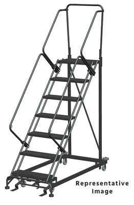 Ballymore Heavy-Duty 50° Stairway Slope 7-Step Rolling Ladder, 32" base