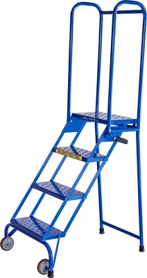 Ballymore Lock-N-Stock 4-Step Rolling Ladder, 24" base, 10" top step, modified, perforated tread