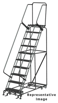 Ballymore All-Directional 10-Step Rolling Ladder, 32" base, 28" top step