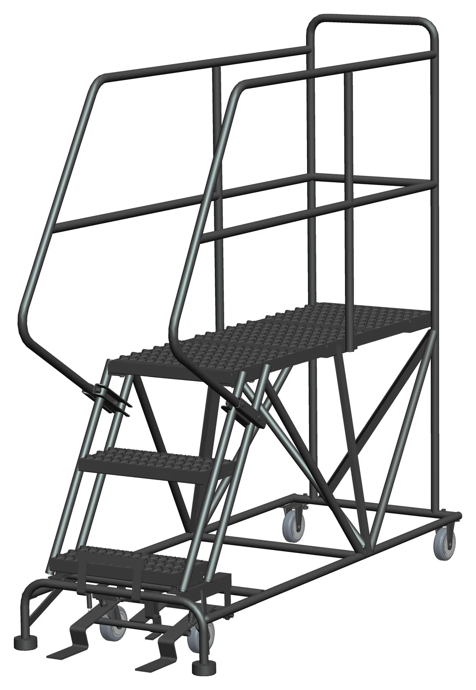 Ballymore 3-Step Single Entry Work Platform, 48" deep platform, 33" base, serrated tread