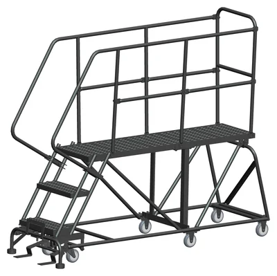 Ballymore 3-Step Single Entry Work Platform, 60" deep platform, 33" base, serrated tread