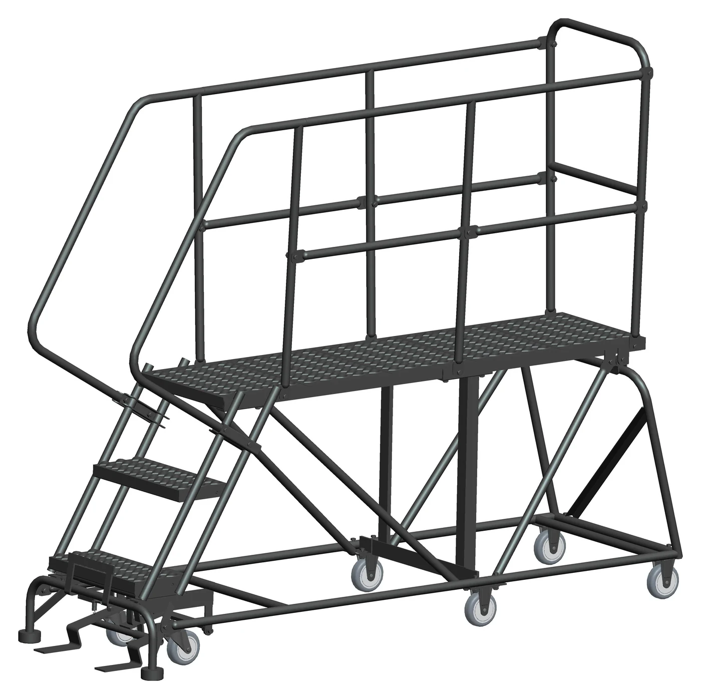 Ballymore 3-Step Single Entry Work Platform, 60" deep platform, 33" base, serrated tread