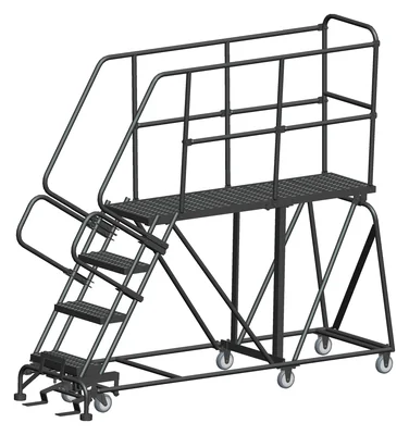 Ballymore 4-Step Single Entry Work Platform, 60" deep platform, 33" base, serrated tread